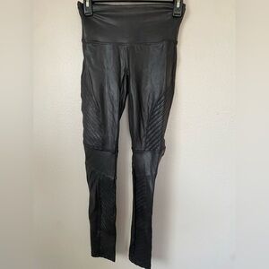 EUC Spanx Black Faux Leather moto Leggings